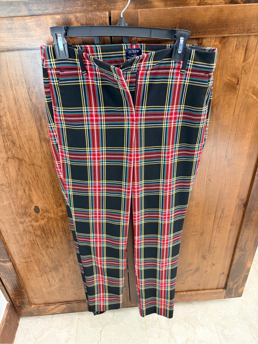 J. Crew Black Plaid Chinos with Red and Yellow Tartan